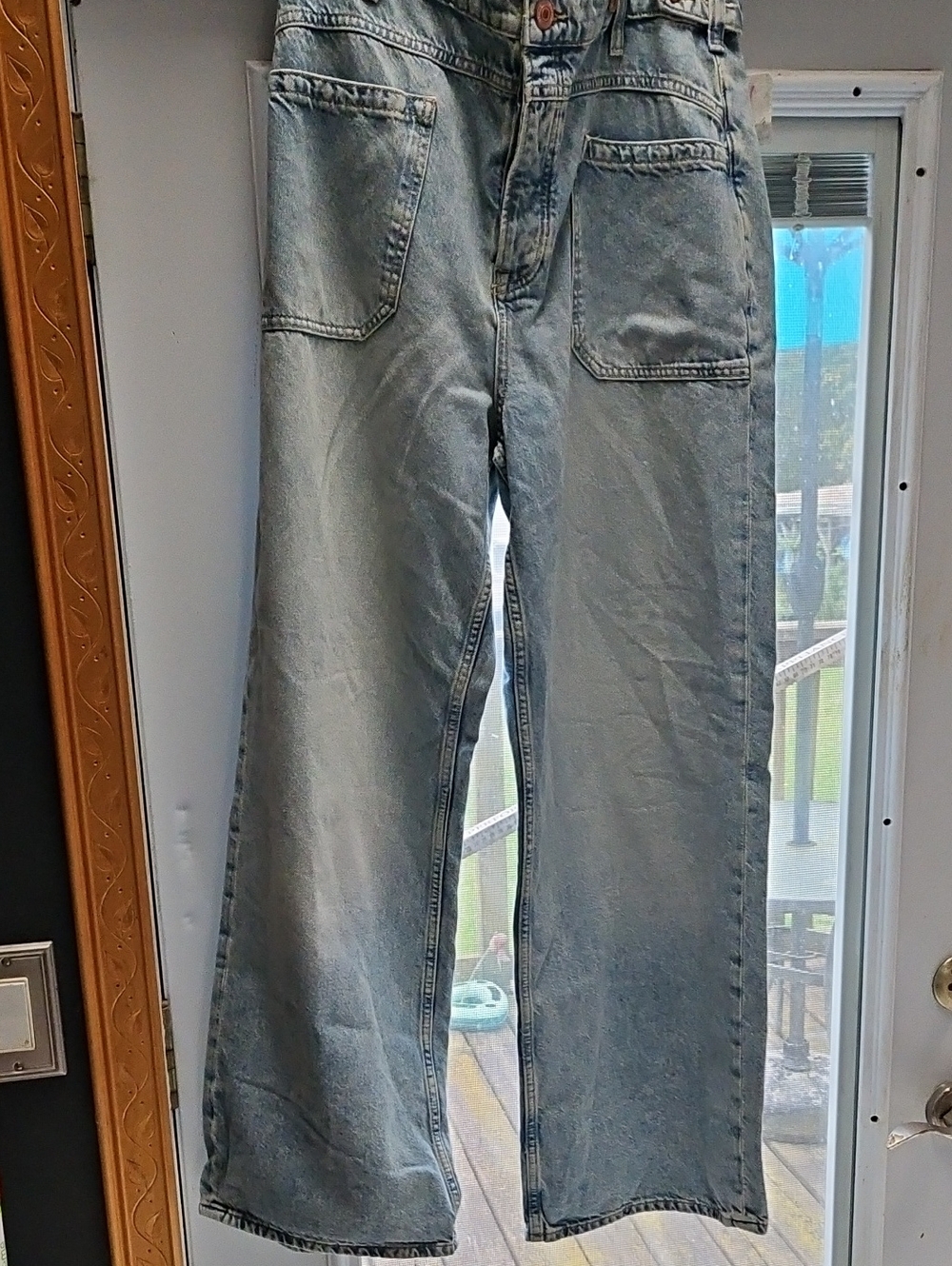 We The Free Light Blue Wide-Leg Jeans with Front Patch Pockets